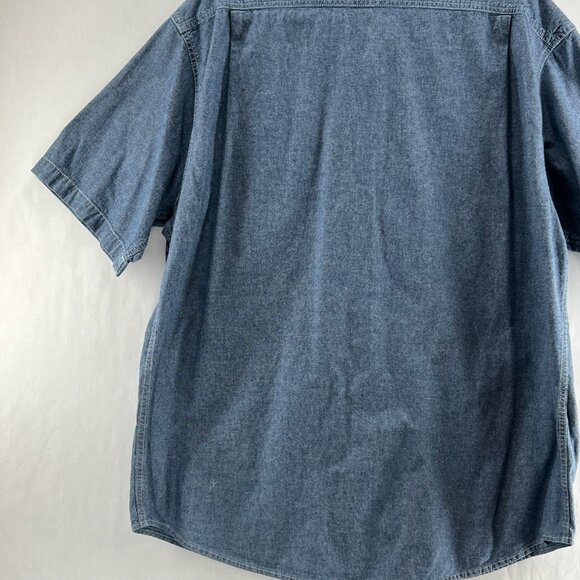 Big Mac Workwear Shirt Mens Sz XL Short Sleeve Button Up Collared Chambray Blue - Picture 8 of 12